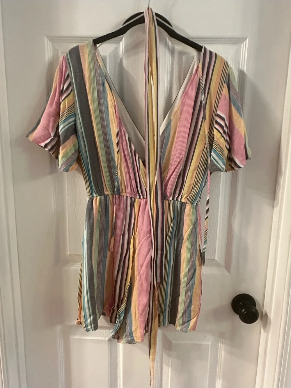 Blue Rain Pastel Stripe Wrap Kids One-Piece Romper